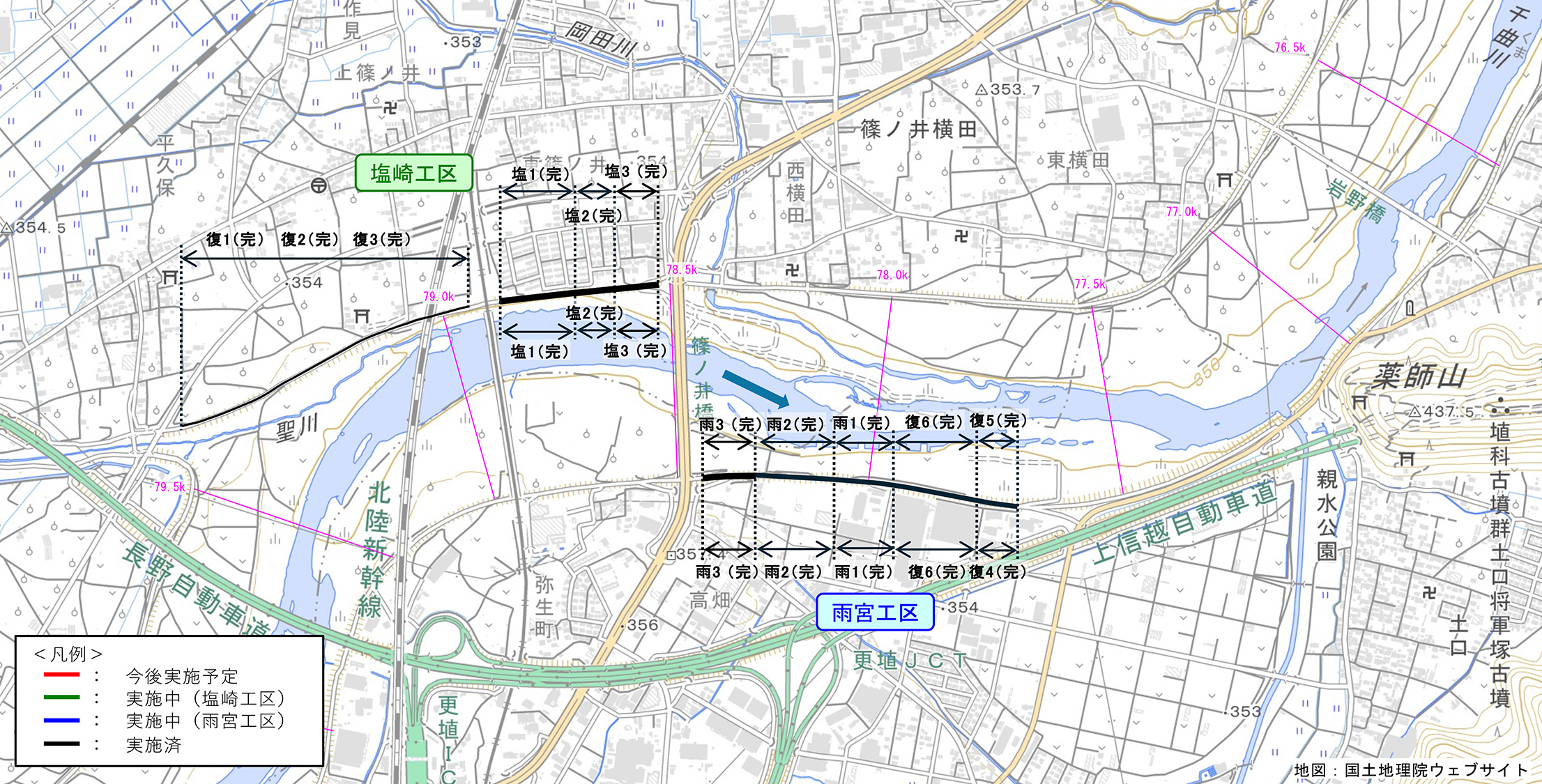 粘り強い河川堤防工事（篠ノ井地区）位置図